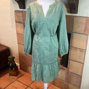 Lane Bryant Sage Green Split-Neck Pintuck Dress, size 14